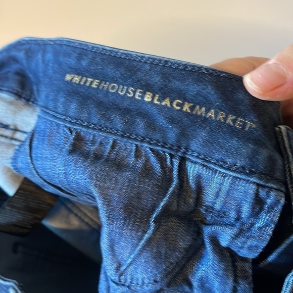 White House Black Market Womens Mid Rise Blue Zebra Print The Skinny Jeans 6 - Picture 7 of 8